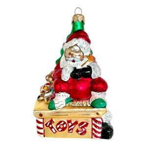Hand Blown Glass Sleeping Santa Ornament Hand Painted Christmas Tree Toys Poland